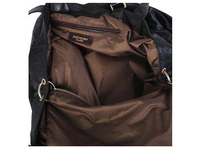 Autre Marque Borsa Tote oversized Yves Saint Laurent Rive Gauche in pelle nera Nero - vista 6