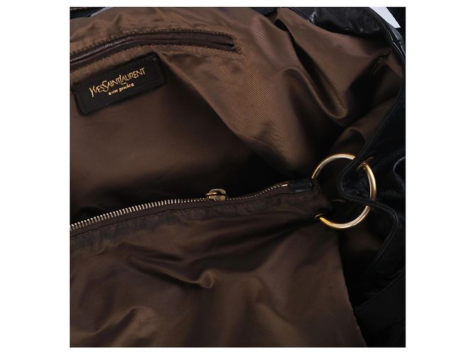Autre Marque Borsa Tote oversized Yves Saint Laurent Rive Gauche in pelle nera Nero - vista 7