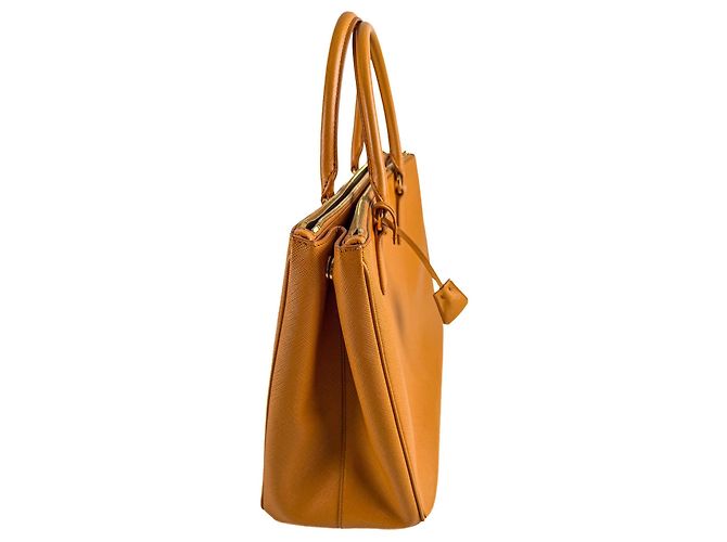 Prada Borsa Tote Galleria Large in pelle Saffiano Lux Mustard Senape - vista 8