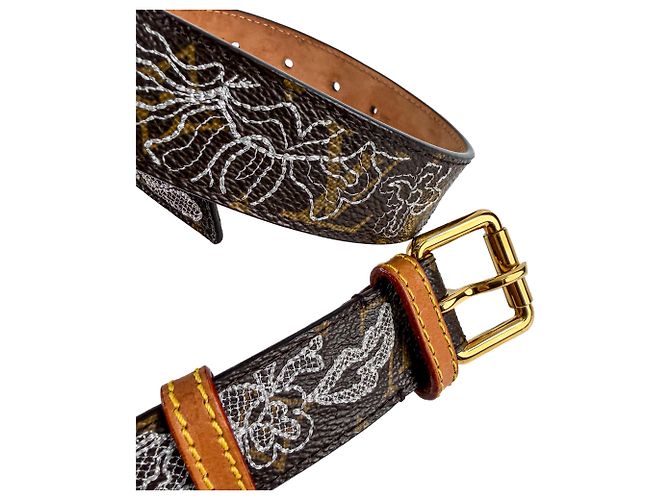 Louis Vuitton Dentelle 36 Canvas Medium Belt 90/36 Brown Castaño - vista 3