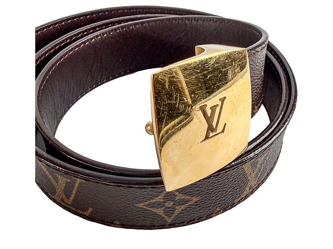 Louis Vuitton Cinturón ancho de lona Cut 36 90/36 Brown Castaño - vista 2