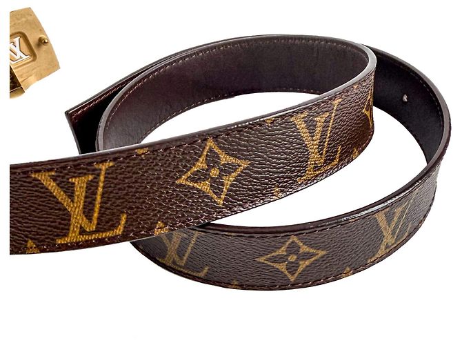 Louis Vuitton Cinturón ancho de lona Cut 36 90/36 Brown Castaño - vista 3