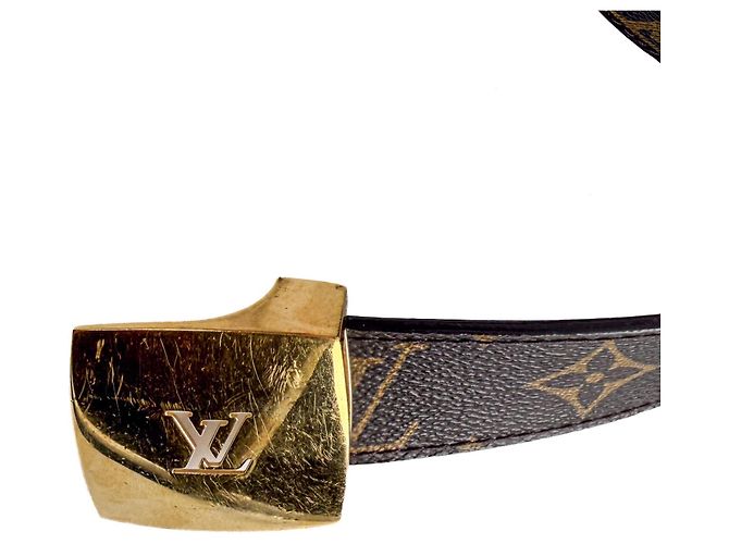 Louis Vuitton Cinturón ancho de lona Cut 36 90/36 Brown Castaño - vista 6