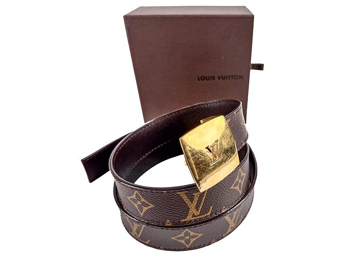 Louis Vuitton Cinturón ancho de lona Cut 36 90/36 Brown Castaño - vista 7