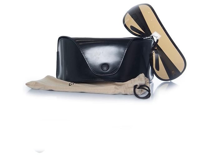Chanel, Braune Shield-Sonnenbrille mit Strasssteinen - Ansicht 4