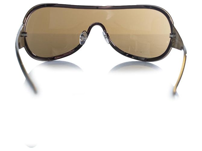 Chanel, Braune Shield-Sonnenbrille mit Strasssteinen - Ansicht 5