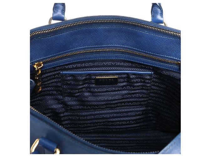 Borsa 2Way Prada Galleria in pelle Saffiano Lux, Blu 324823 Nero - vista 13