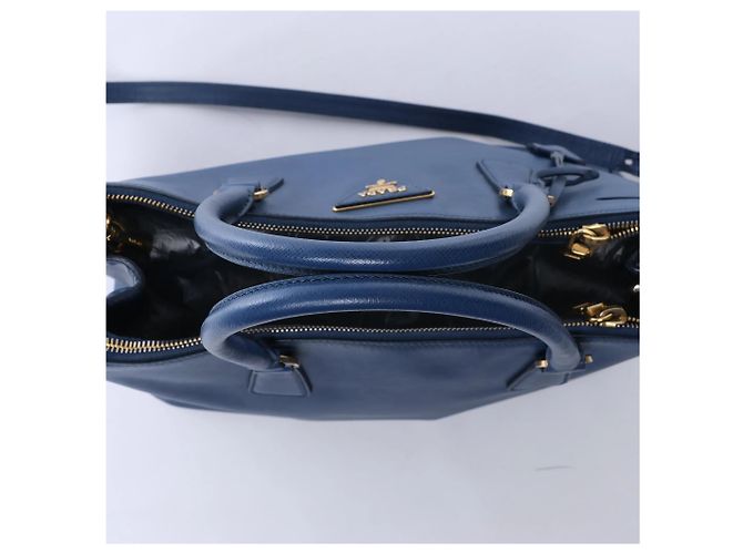 Borsa 2Way Prada Galleria in pelle Saffiano Lux, Blu 324823 Nero - vista 4