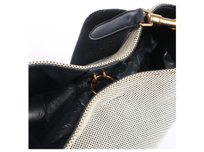 Céline CELINE Seau Sangle Bucket Small Borsa a tracolla in tela Beige x Navy - vista 10