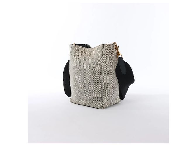 Céline CELINE Seau Sangle Bucket Small Borsa a tracolla in tela Beige x Navy - vista 3