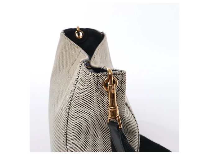 Céline CELINE Seau Sangle Bucket Small Borsa a tracolla in tela Beige x Navy - vista 4