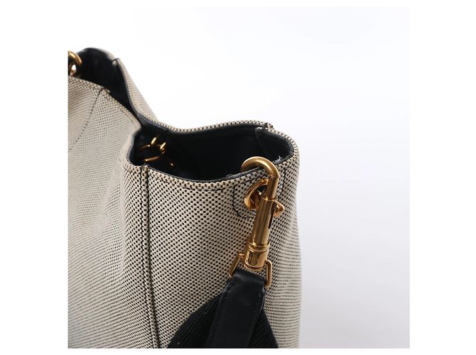 Céline CELINE Seau Sangle Bucket Small Borsa a tracolla in tela Beige x Navy - vista 5