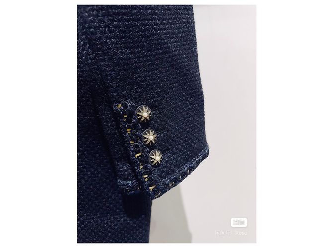 Abrigo Chanel de tweed azul marino talla 36 Multicolor - vista 4