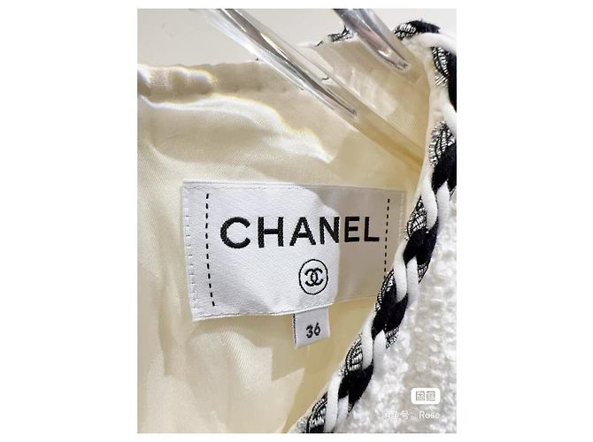 Robe Chanel en tweed blanc taille 36 Multicolore - vue 3