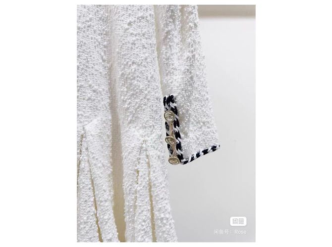 Robe Chanel en tweed blanc taille 36 Multicolore - vue 4