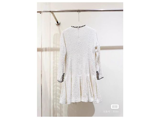 Robe Chanel en tweed blanc taille 36 Multicolore - vue 5