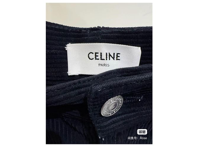 Céline Hose aus schwarzem Samt Mehrfarben - Ansicht 2