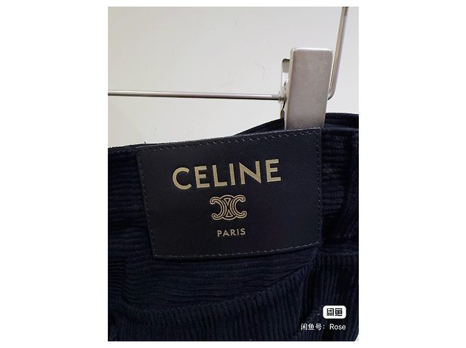Céline Hose aus schwarzem Samt Mehrfarben - Ansicht 4
