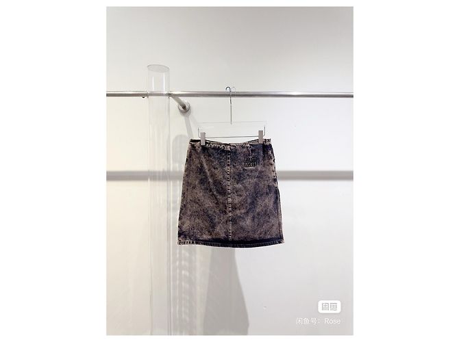 Falda Miu Miu de denim gris tie-dye Multicolor - vista 2