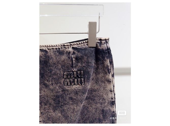 Falda Miu Miu de denim gris tie-dye Multicolor - vista 3