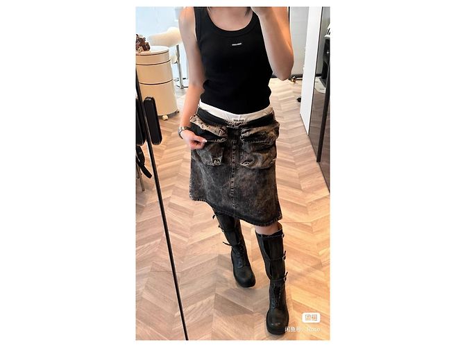 Falda Miu Miu de denim gris tie-dye Multicolor - vista 8