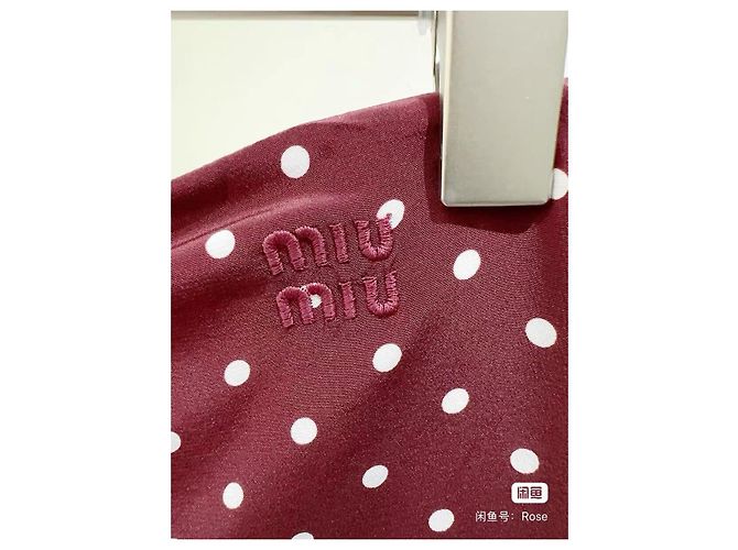 Falda Miu Miu de seda con estampado de lunares bordeaux Multicolor - vista 3