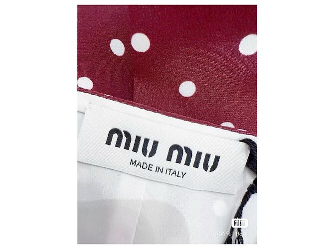 Falda Miu Miu de seda con estampado de lunares bordeaux Multicolor - vista 5