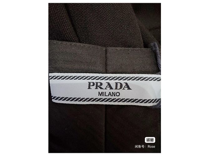 Calças Prada Pretas de Lã Multicor - vista 4