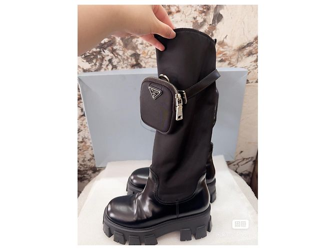 Botas Prada de piel negra 37 Multicolor - vista 2
