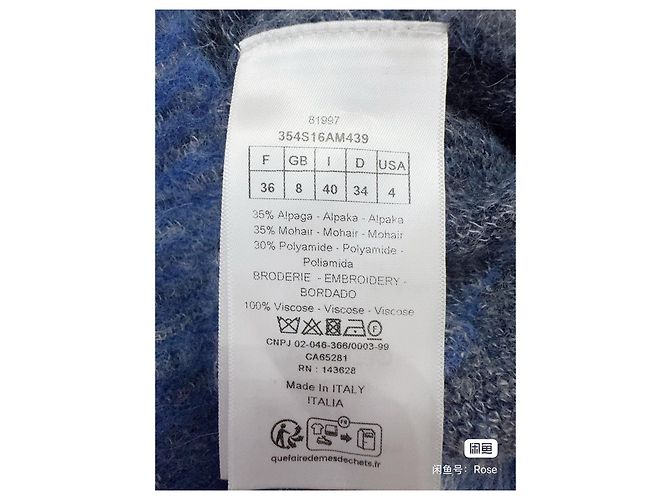 Autre Marque Dior Strickpullover aus Wolle Blau mit Bienenstickerei Mehrfarben - Ansicht 5