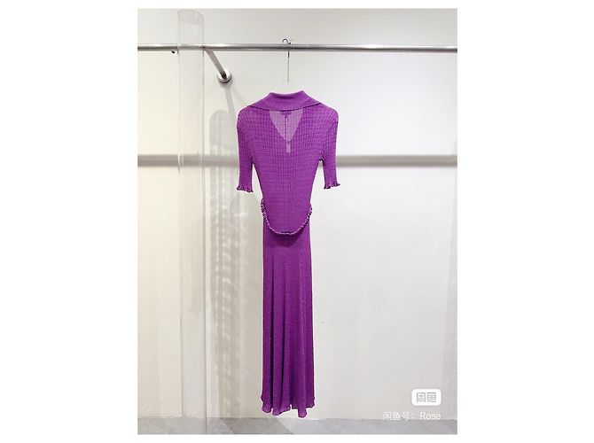 Chanel Seidenkleid Lila Größe 34 Mehrfarben - Ansicht 4
