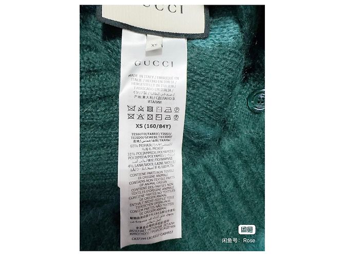 Pull en laine vert Gucci Multicolore - vue 6