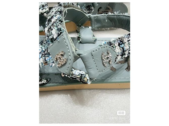 Sandali Chanel Blu Pelle Fibbia con Strass 37 Multicolore - vista 5