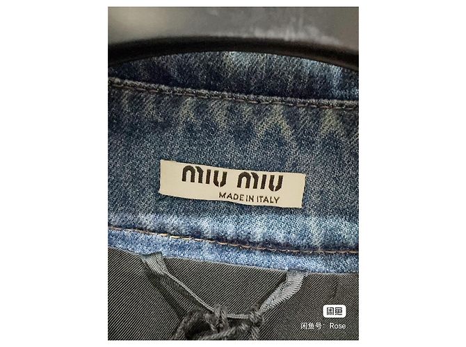 Miu Miu Jeansjacke Blau mit Kristallen Mehrfarben - Ansicht 2