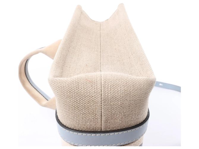 Bolso de mano 2Way Chloé Woody Small de lona y cuero Beige x Blue - vista 11