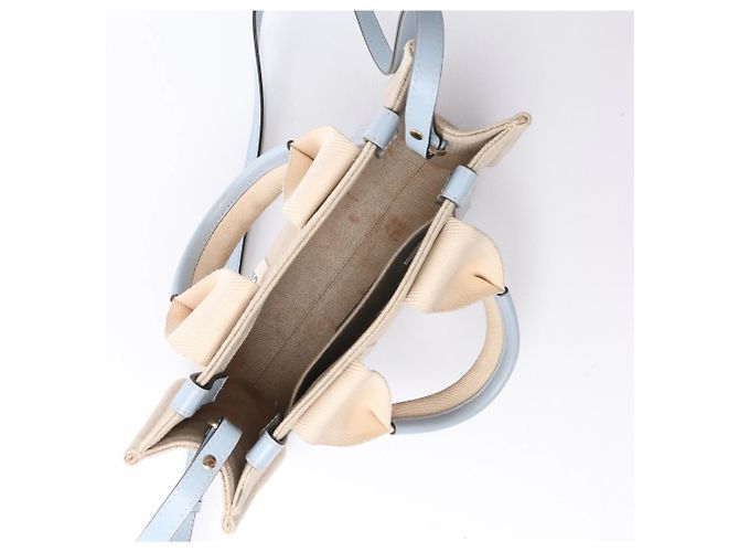 Bolso de mano 2Way Chloé Woody Small de lona y cuero Beige x Blue - vista 12