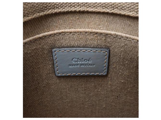 Bolso de mano 2Way Chloé Woody Small de lona y cuero Beige x Blue - vista 15