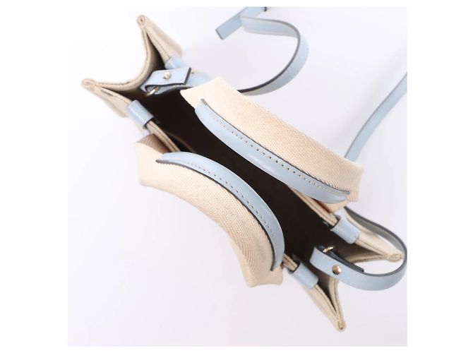 Bolso de mano 2Way Chloé Woody Small de lona y cuero Beige x Blue - vista 6