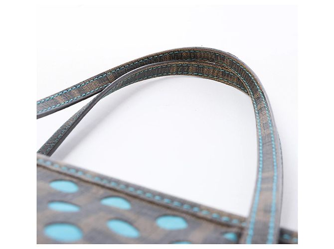 Borsa a tracolla FENDI ZUCCa in PVC Marrone x Blu 8BH223 - vista 11