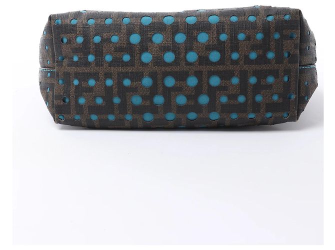 Borsa a tracolla FENDI ZUCCa in PVC Marrone x Blu 8BH223 - vista 12