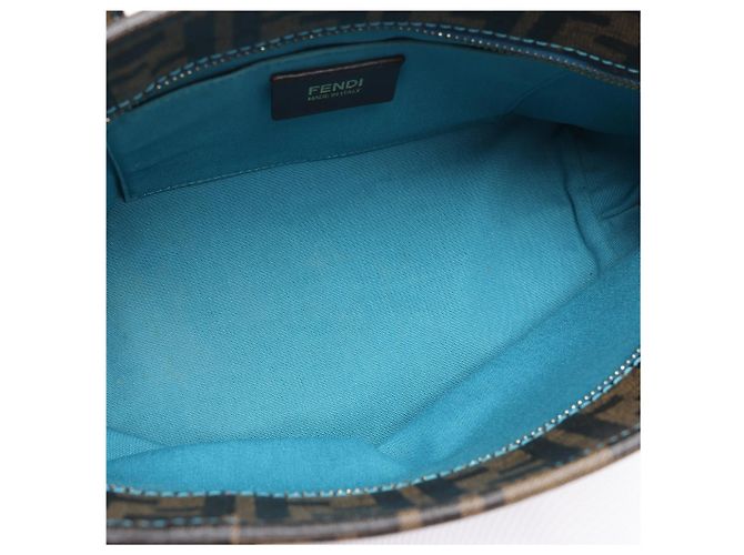 Borsa a tracolla FENDI ZUCCa in PVC Marrone x Blu 8BH223 - vista 6