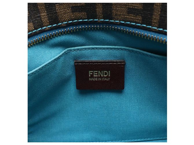 Borsa a tracolla FENDI ZUCCa in PVC Marrone x Blu 8BH223 - vista 7