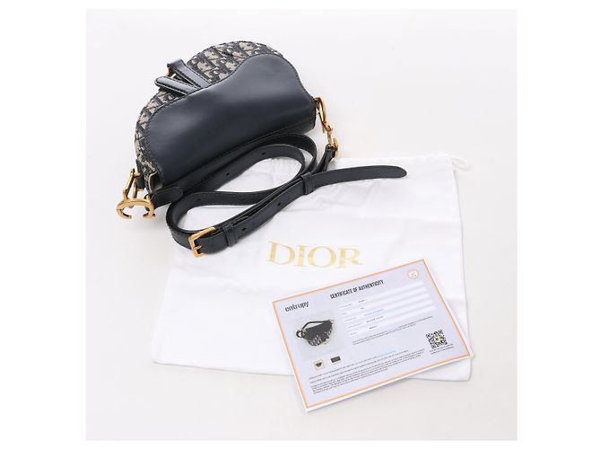 Autre Marque Borsa a tracolla Christian Dior Saddle Mini Oblique x Pelle in blu navy - vista 13