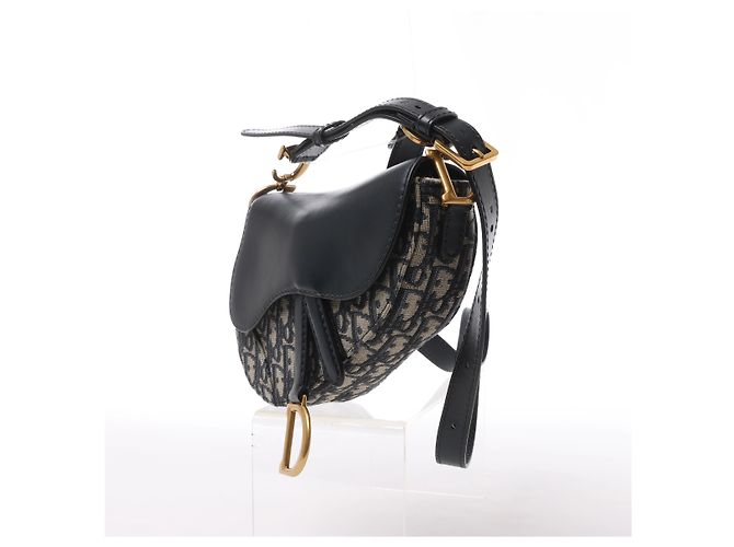 Autre Marque Borsa a tracolla Christian Dior Saddle Mini Oblique x Pelle in blu navy - vista 2