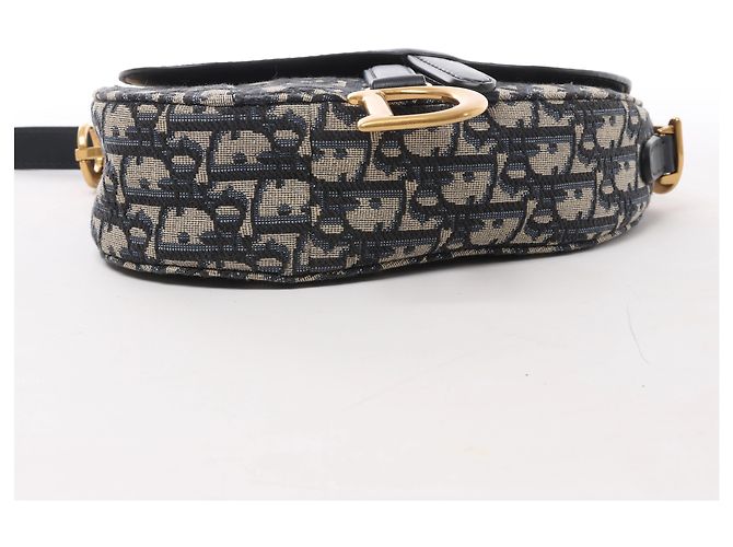 Autre Marque Borsa a tracolla Christian Dior Saddle Mini Oblique x Pelle in blu navy - vista 6