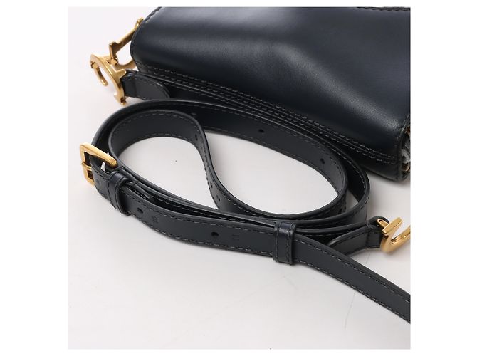 Autre Marque Borsa a tracolla Christian Dior Saddle Mini Oblique x Pelle in blu navy - vista 8