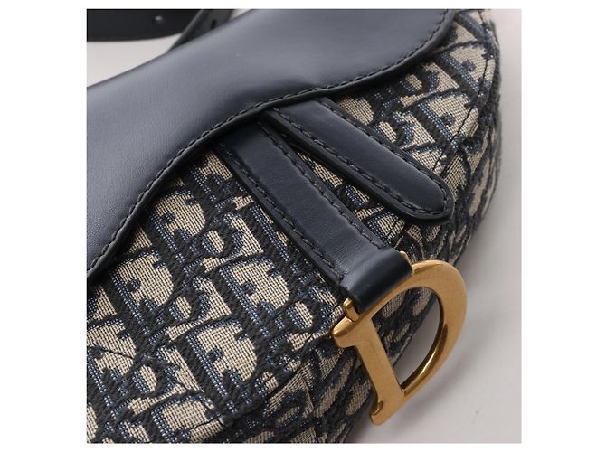 Autre Marque Borsa a tracolla Christian Dior Saddle Mini Oblique x Pelle in blu navy - vista 9