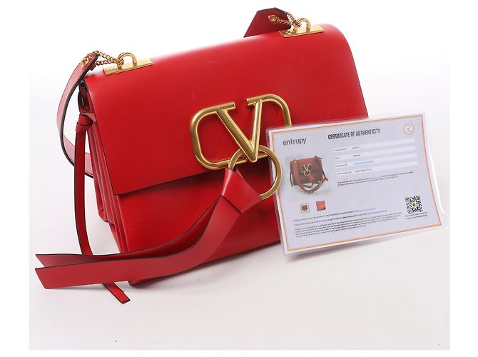 Borsa a tracolla in pelle Valentino Garavani VRing in rosso - vista 11