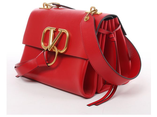 Borsa a tracolla in pelle Valentino Garavani VRing in rosso - vista 2