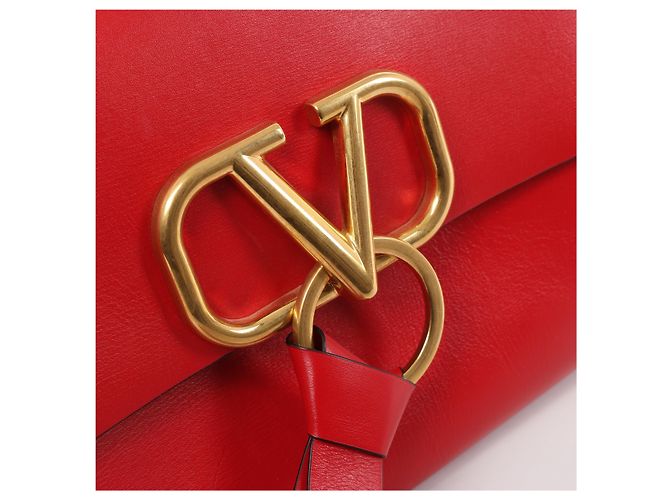 Borsa a tracolla in pelle Valentino Garavani VRing in rosso - vista 4